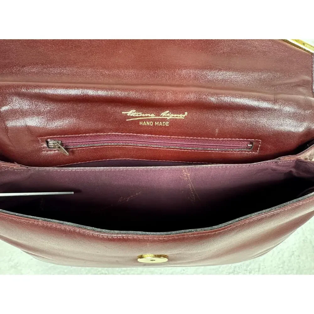 Vintage Etienne Aigner Burgundy Leather Envelope Clutch